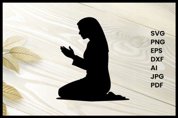 A Woman Praying with Hijab Illustration