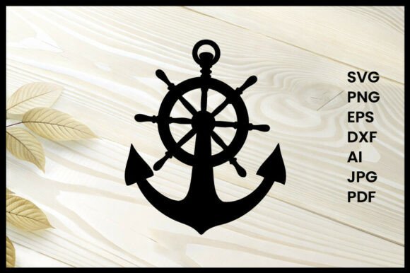 Anchor and Wheel Illustration Silhouette