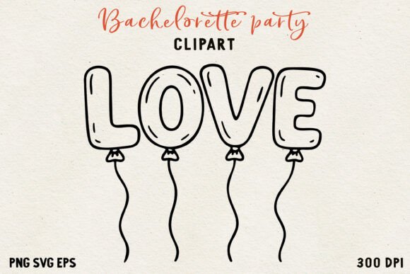 Bachelorette Party Line Art Clipart
