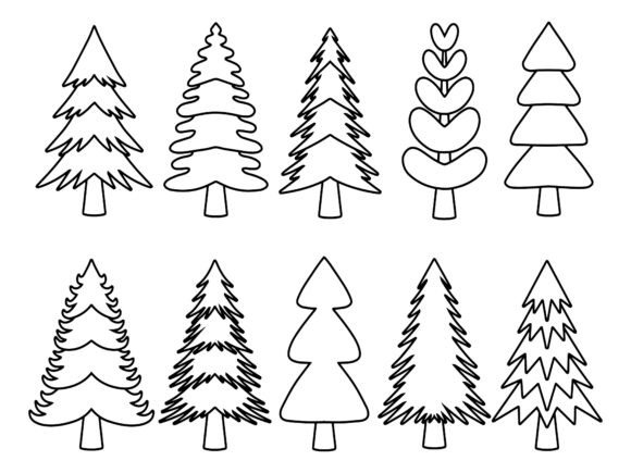 Christmas Tree Line Art Illustration