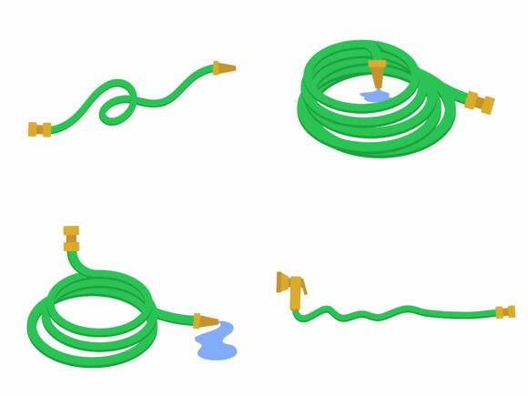 Coiled Garden Water Hose Illustration