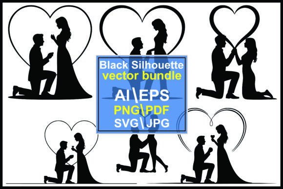 Couple Proposal Silhouettes with Hearts