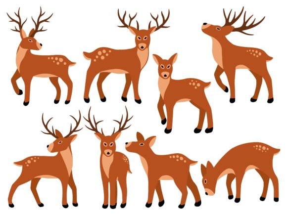 Deer Cartoon Christmas Illustration