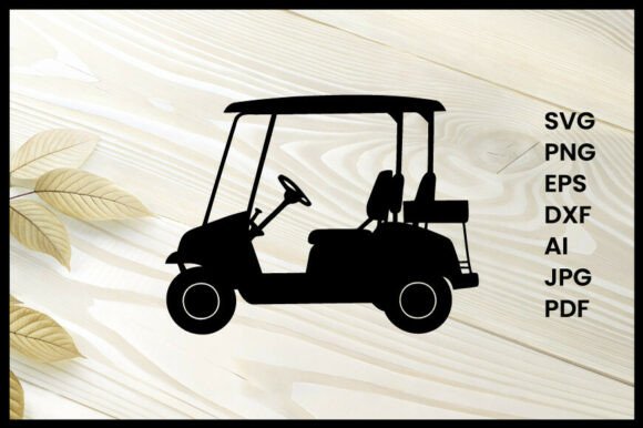 Golf Car on Illustration Silhouette