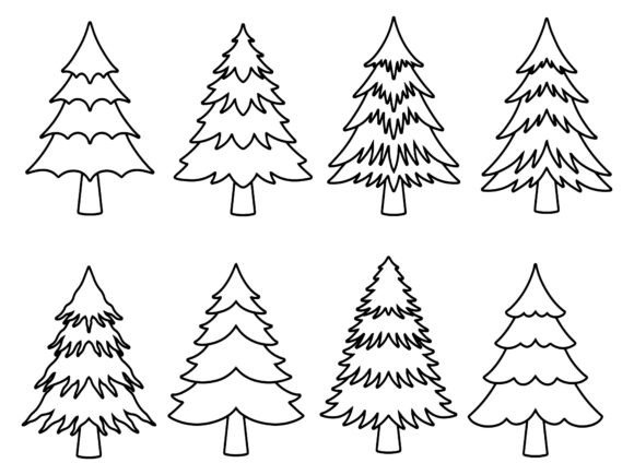 Hand Drawn Christmas Fir Tree Silhouette