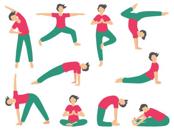 Man Exercise Various Yoga Pose