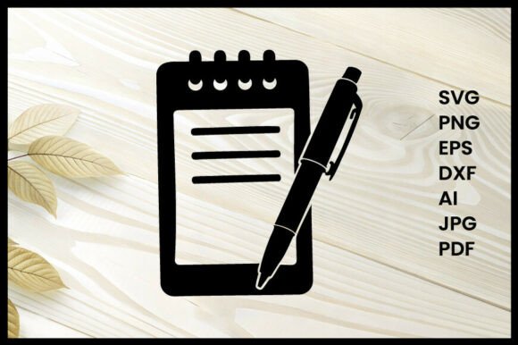 Notepad and Pen Illustration Silhouette