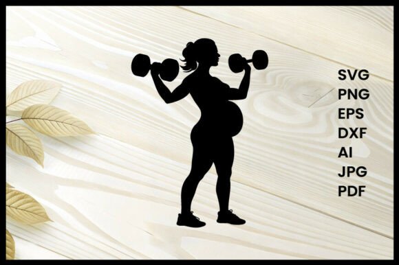 Pregnant Woman Lifting Weights Vector
