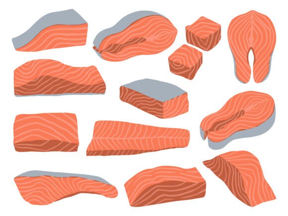 Raw Salmon Fillet Cut