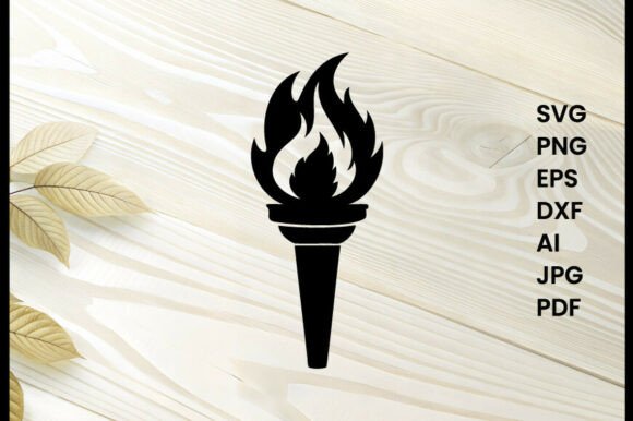 Torch Flame Icon Illustration Silhouette