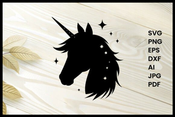Unicorn Face with Sparkles Illustration