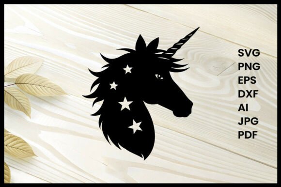 Unicorn Face with Stars Illustration