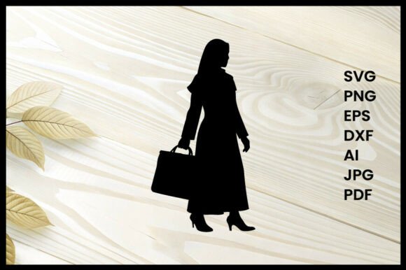 Woman in Hijab with Briefcase Silhouette